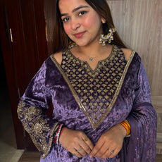 "SUKHMANI" 3 PIECE VELVET SUIT