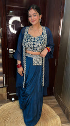 "HIMANI" TEAL DRAPE INDOWESTERN