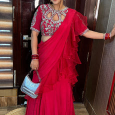 "SABA" DESIGNER RED DRAPE