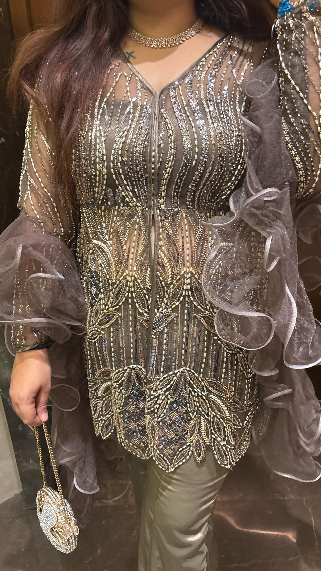 "Afreen - 4 piece set "with handwork detailing
