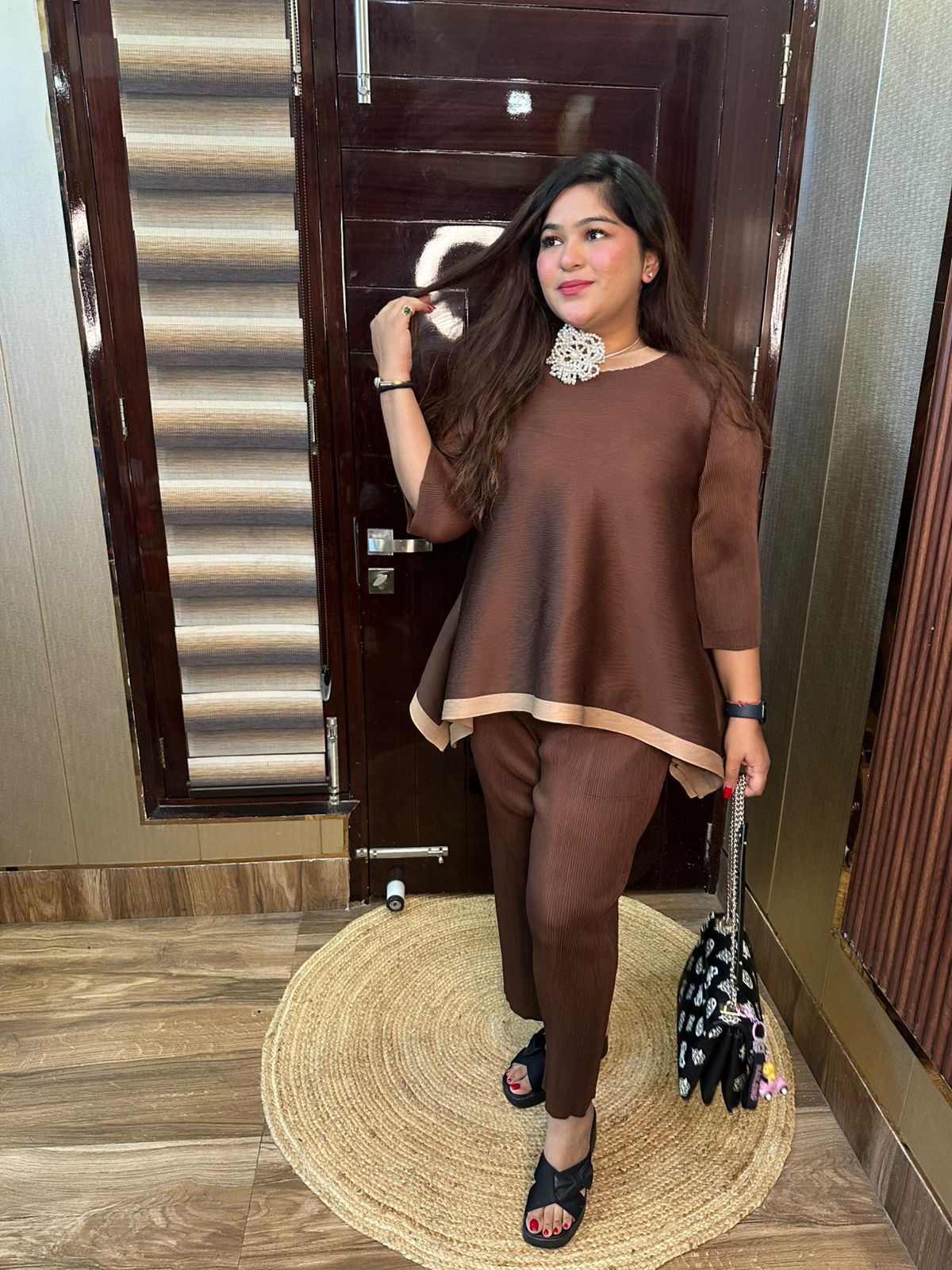 Magical Brown Pleated Coordset