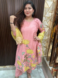 "HEER" APPLIQUE PINK "- 4 piece suit.