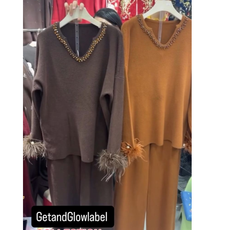 FUR EMBELLISHED CORDSET