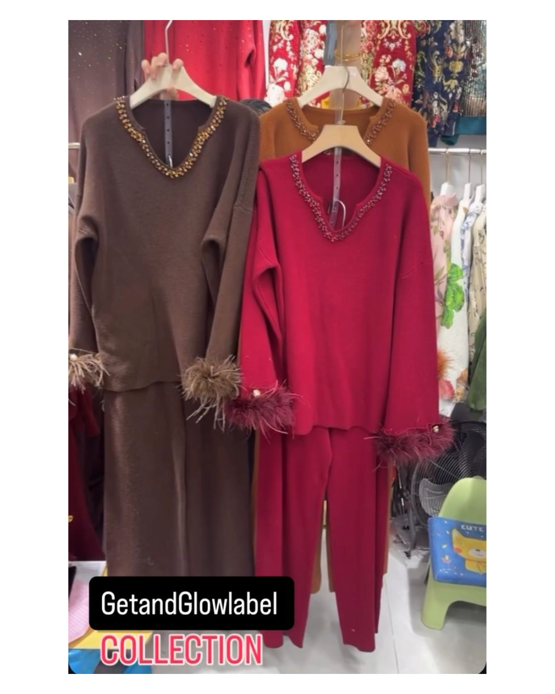 FUR EMBELLISHED CORDSET