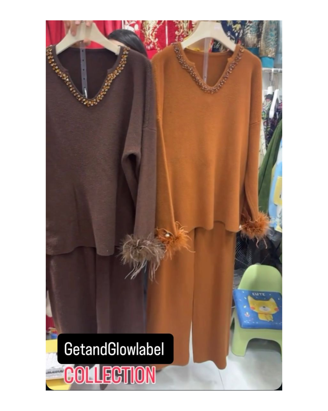 FUR EMBELLISHED CORDSET