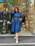 Dark Denim Dress with belt