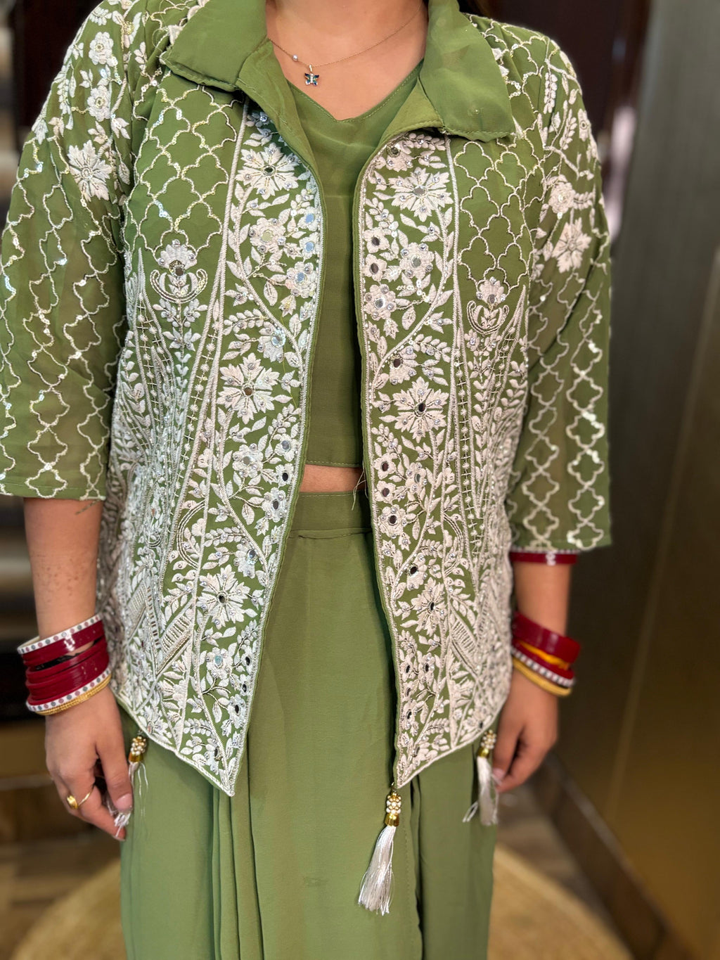 Hassi Drape  Green Jacket Style.