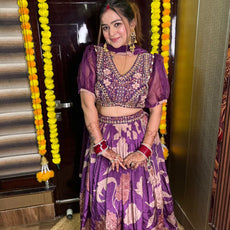 Purple Printed Lehenga Choli