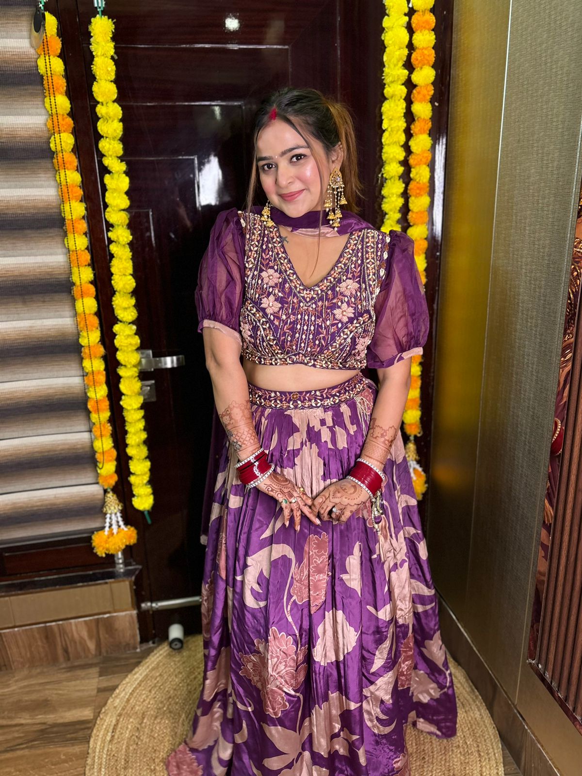 Purple Printed Lehenga Choli