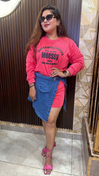 Long Dress with Denim Skirt