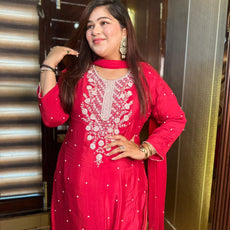 Red Palazo Designer Suit