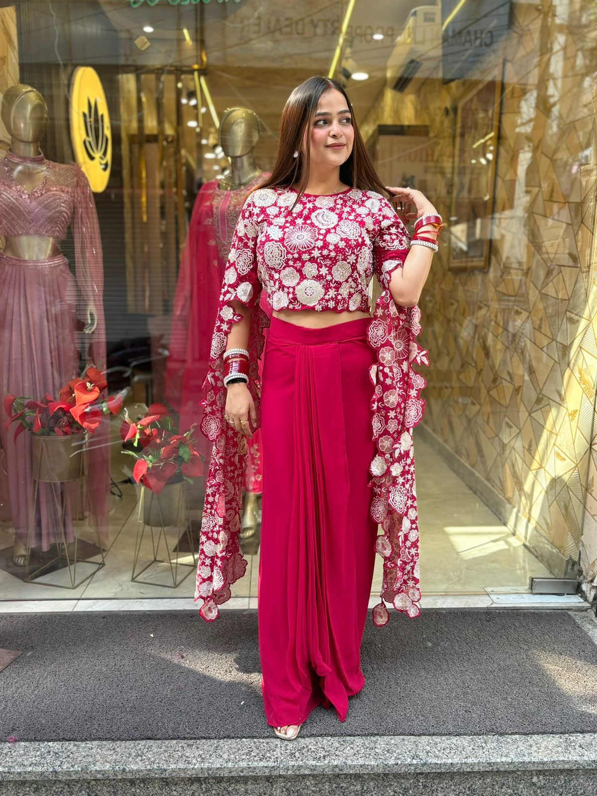 Meera Red 2 pc skirt set
