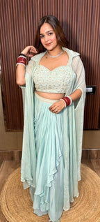 Sky 3 piece pearl cape set