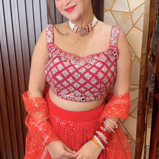 Orangy Red Lehanga Choli
