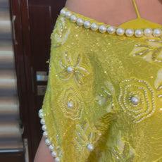 Rose Pearl Yellow Dhoti dress with potli