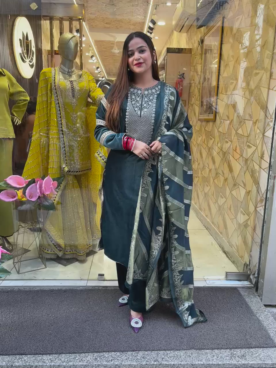 Sanam Blu Velvet 3 piece suit