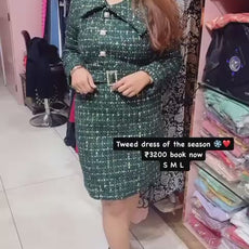 Green Tweed Dress with belt