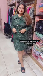 Green Tweed Dress with belt