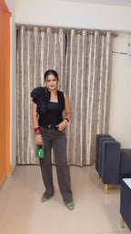 Black Flower 2 pc Crop Top