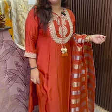 RUST ZARI DESIGNER SUIT