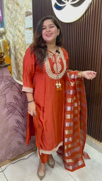 RUST ZARI DESIGNER SUIT