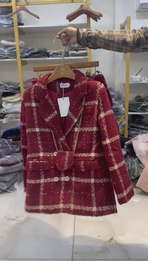 Tweed Design Blazer + Shorts + Bag
