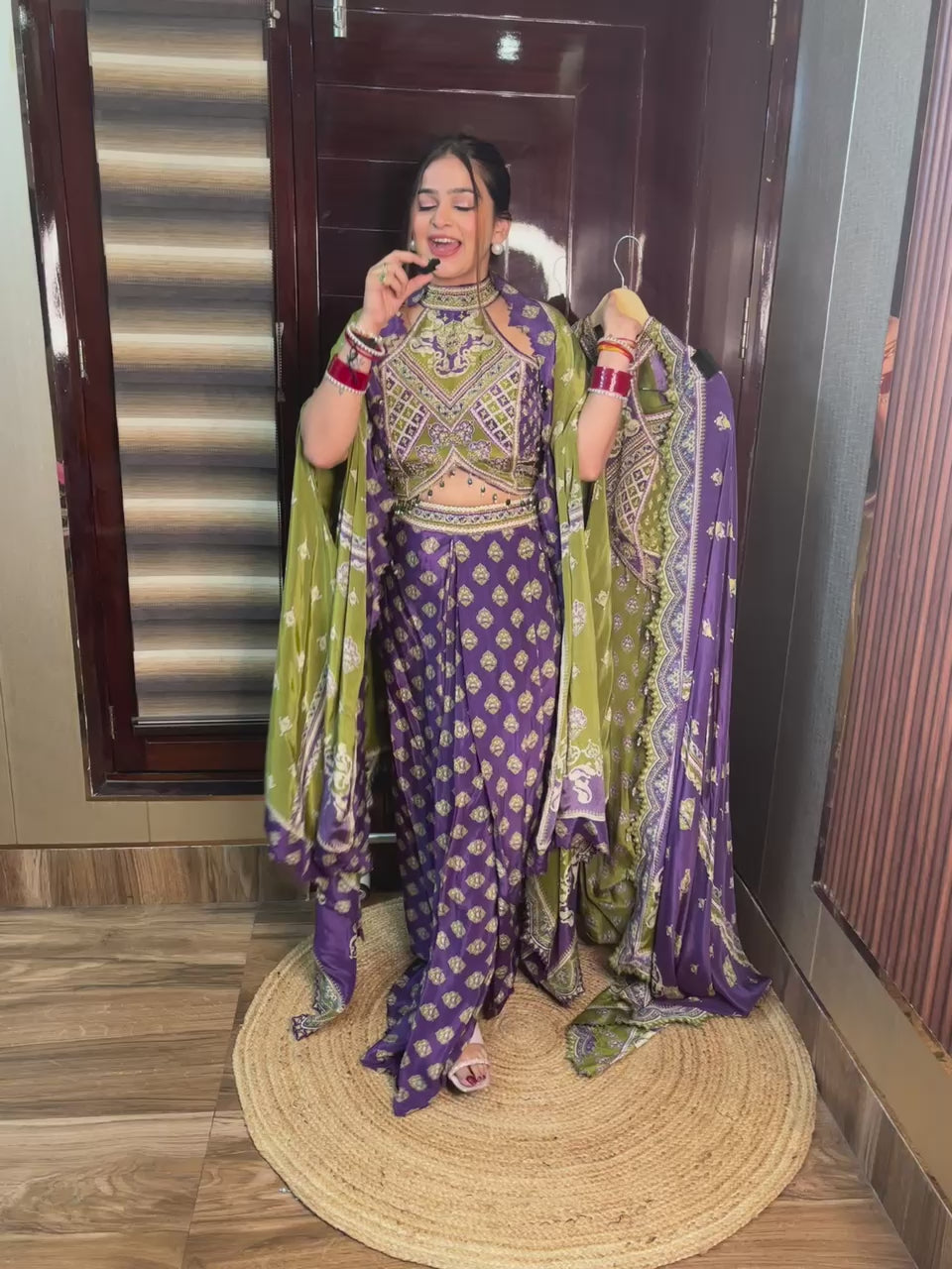 Morni Green Skirt Set