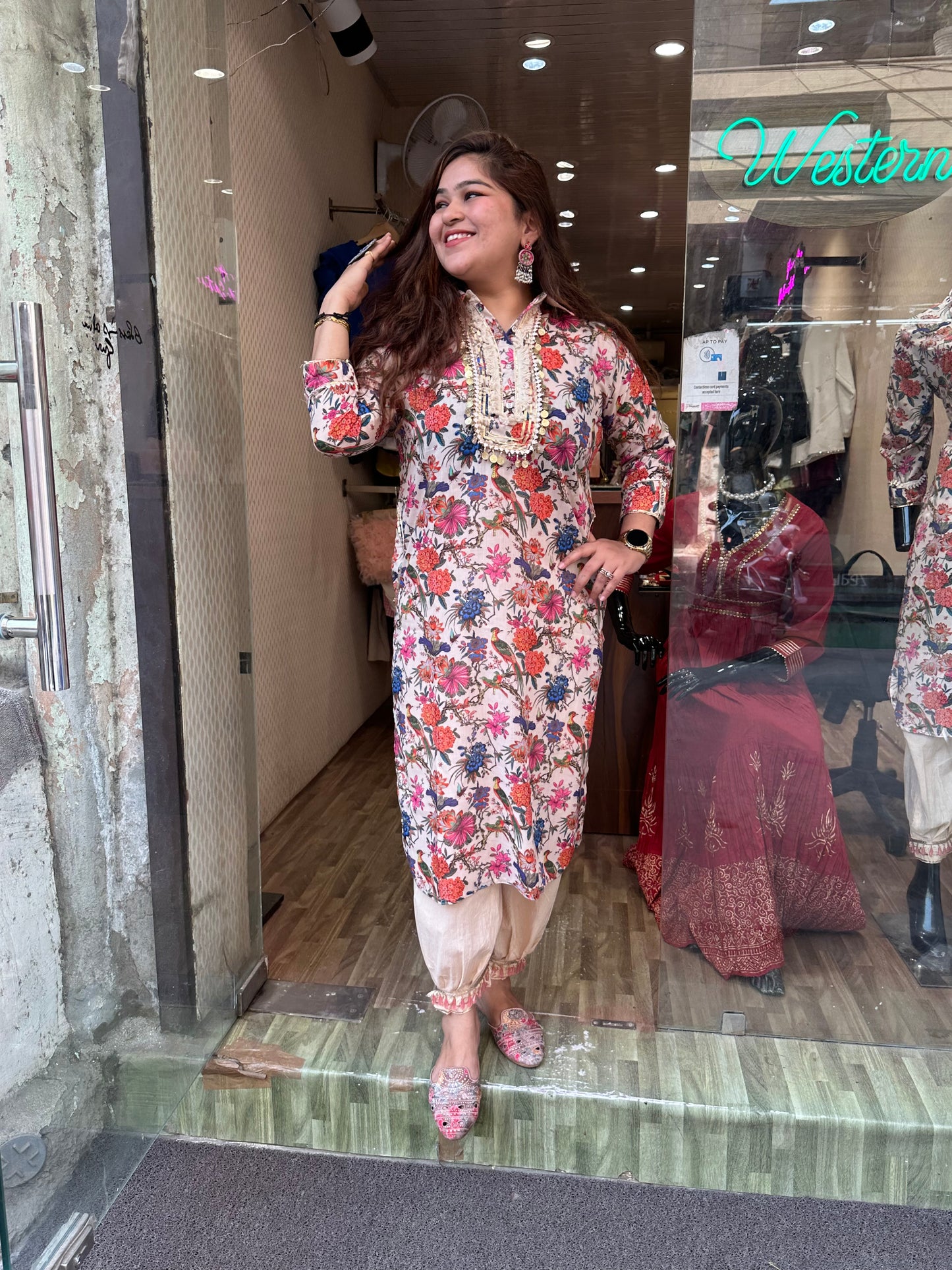 Printed Aghani suit